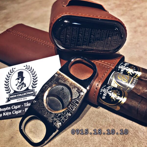 Ống Đựng Cigar Lubinski 3 Điếu Kèm Dao HY-3305L