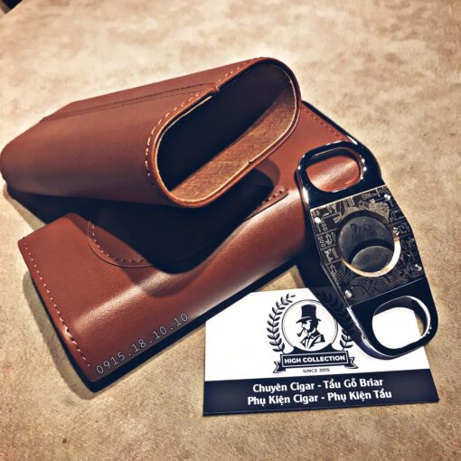 Ống Đựng Cigar Lubinski 3 Điếu Kèm Dao HY-3305L