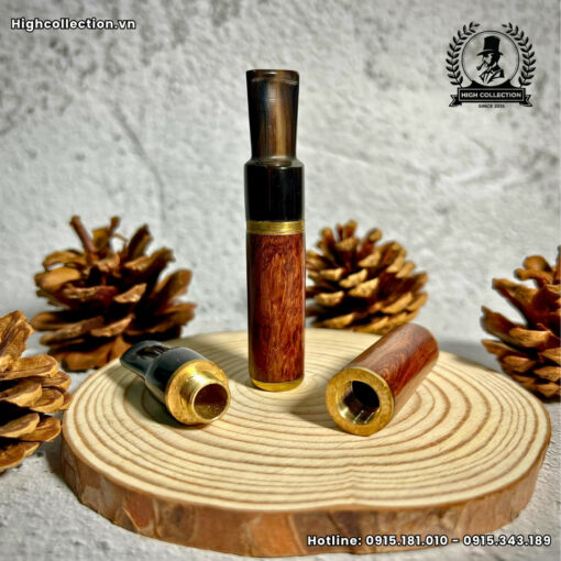 Cán Tẩu Cigar Sừng Gỗ Cẩm Bọc Đồng Ring 26