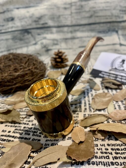 Tẩu Cigar Sừng Bọc Đồng Mạ Vàng Đế Bằng Ring 42-60
