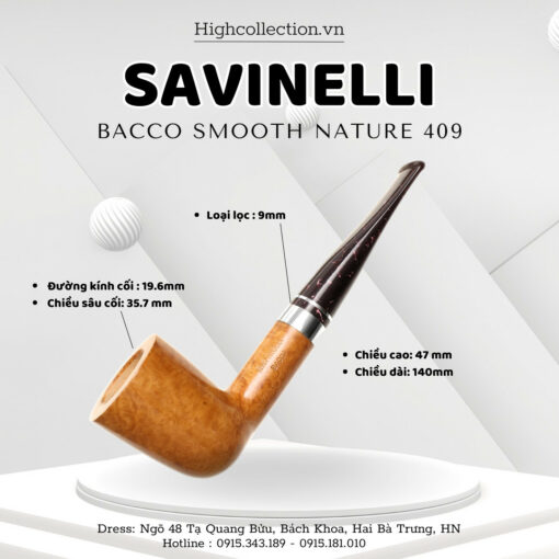 Tẩu Briar Savinelli Bacco Smooth Nature 409
