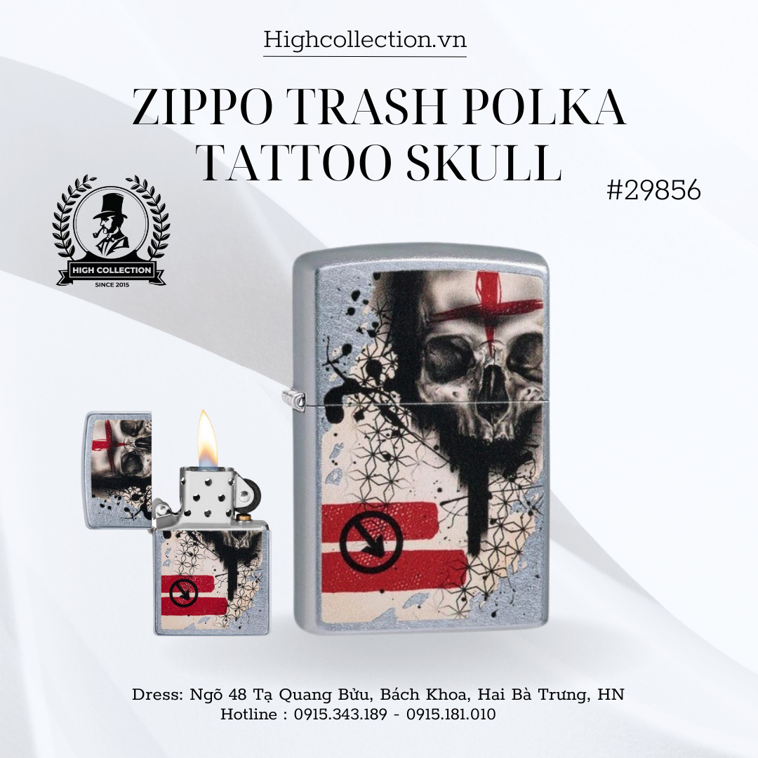 Zippo 29856 TRASH POLKA TATTOO SKULL