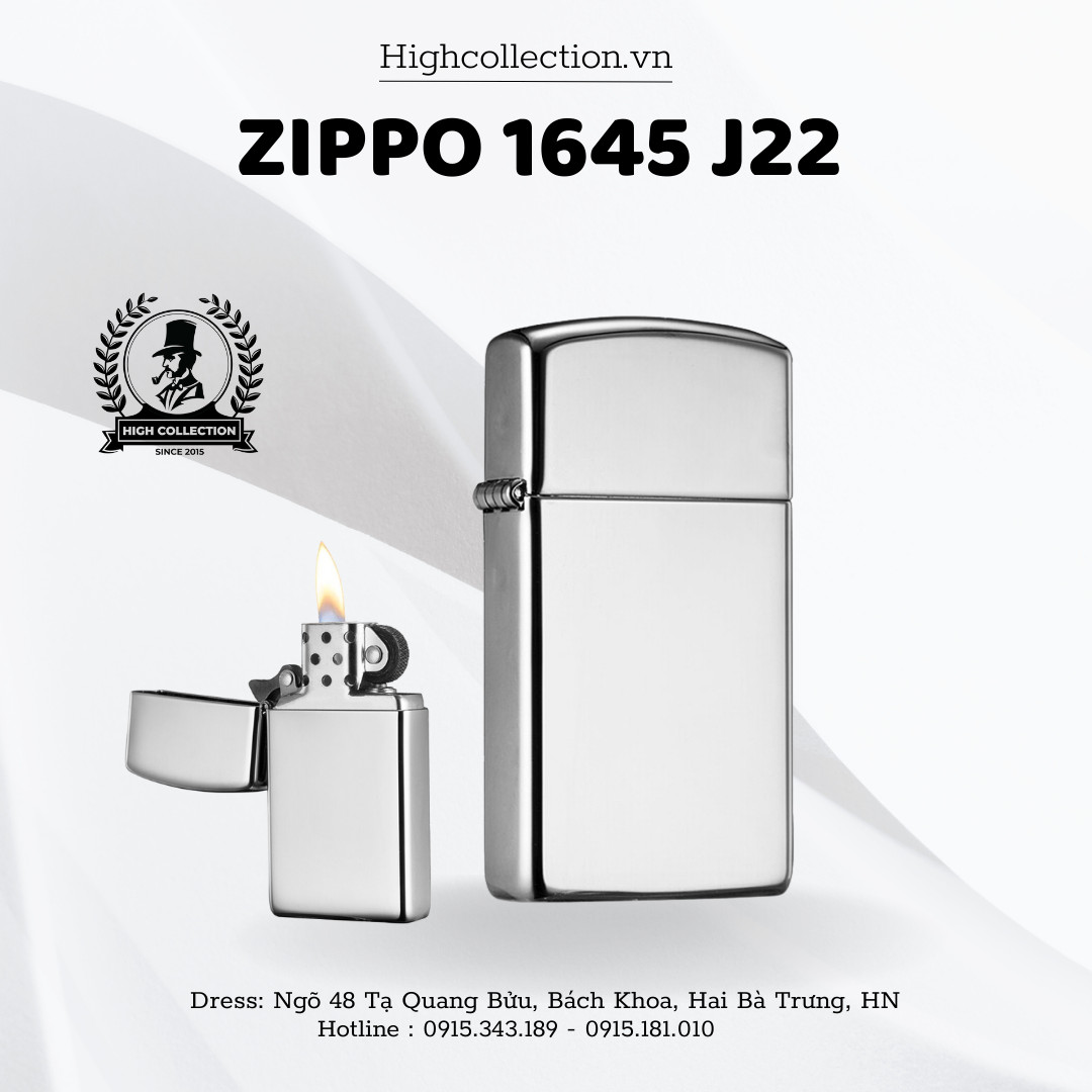 Zippo 1645 J22 Trơn Bạc