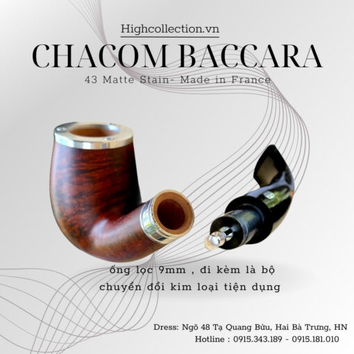 Tẩu Chacom Briar Baccara 43 Trơn Nâu Cán Cong