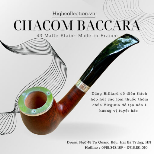Tẩu Chacom Briar Baccara 43 Trơn Nâu Cán Cong
