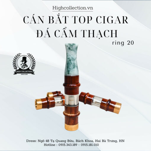 Cán Tẩu Cigar Đá Cẩm Thạch Bọc Đồng Ring 20