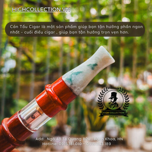 Cán Tẩu Cigar Đá Cẩm Thạch Bọc Đồng Ring 20