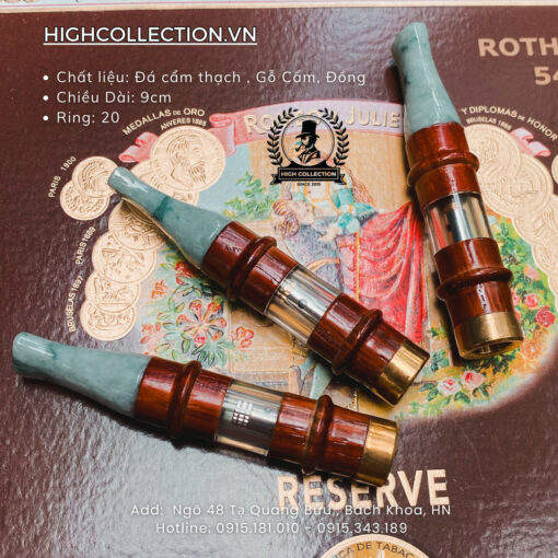 Cán Tẩu Cigar Đá Cẩm Thạch Bọc Đồng Ring 20