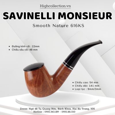 Tẩu Briar Savinelli Monsieur Smooth Nature 616KS