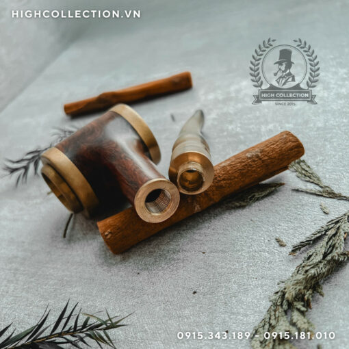 Tẩu Cigar Sừng Gỗ Bọc Đồng Đế Bằng Ring 42-60
