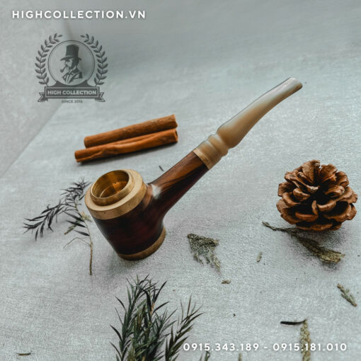 Tẩu Cigar Sừng Gỗ Bọc Đồng Đế Bằng Ring 42-60