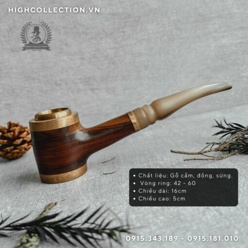 Tẩu Cigar Sừng Gỗ Bọc Đồng Đế Bằng Ring 42-60